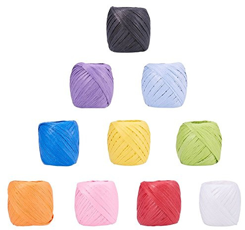 NBEADS 10 Rollen 20m/Rolle Papierschnur, 10 Farben Papier Kordeln Papier Craft Ribbon Bindfäden Taue Saiten für Kunsthandwerk Verpackung Feierlichkeiten Geschenke DIY Dekorationen und zum Flechten