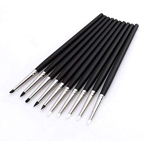 Lot de 5 pinceaux dentaires en résine composite de ciment en porcelaine, en silicone pour dents