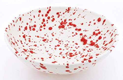 Art ESCUDELLERS Schale aus Keramik, handbemalt, matt, 28 x 28 x 10 cm, Rot
