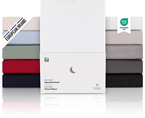 Blumtal® Premium Spannbettlaken 120x200cm Jersey - Oeko-TEX zertifiziertes Spannettlaken 120x200cm Baumwolle 100% - Spannbetttuch 120x200 für Matratzen bis 25 cm - 120x200 Spannbettlaken - Weiß