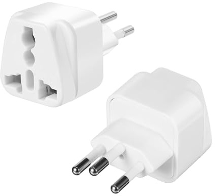 UK to Swiss Plug Adapter, 2 Pack Universal Travel Adapter for Switzerland, European Plug Adaptor (2PCS, White)