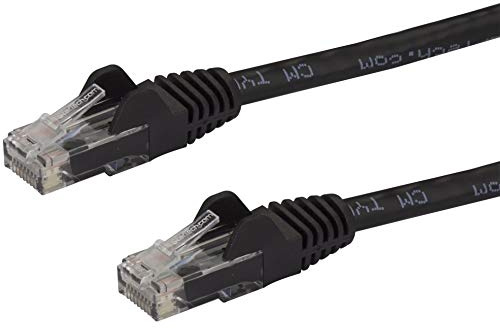 StarTech 7.5m Cat6 Snagless Cable, 100W PoE, Black (N6PATC750CMBK) | 100W PoE delivery, Gold-plated RJ45, Patch Cable, Ethernet Cord, 250Mhz, Strain Relief, 10Gbps speeds, 24AWG copper, UTP