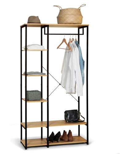 IDMarket - Ankleide Kleiderschrank Regal B. 90 cm DETROIT Industriedesign