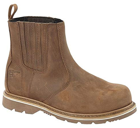 Goodyear - Botines de piel para hombre, con ribete, sin cordones, para hombre, Brown, 44 EU