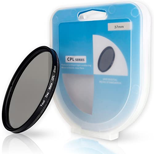 CPL Filtre polarisant, Ø 37 mm, Réflexion Lumineuse perturbatrice minimisée, Clarté Optique et fidélité des Couleurs optimisées, Polarisateur Circulaire Cadre Aluminium, Protection Objectif caméra