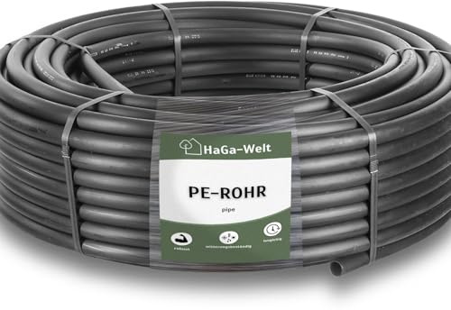 HaGa PE-Rohr schwarz - 32mm x 1,9mm in 5m Länge - für Bewässerungssysteme im Garten – Wasserleitung aus Kunststoff für Sprinklersystem & automatische Bewässerung