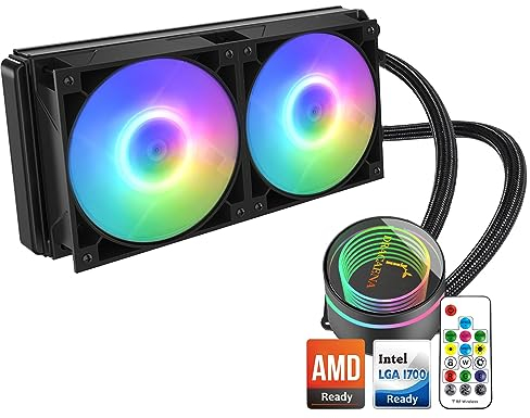 dracaena.io 240mm AIO CPU Cooler - Single, Quiet PWM Fan for Small Form Factor PC with ARGB Controller & Aluminum Radiator - for AMD Ryzen 3/5/7, Intel TDP 180W, LGA 1700/1200/115X (Black)