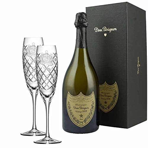 ARNSTADT KRISTALL Lot de 2 flûtes à champagne Sunrose + Dom Perignon Vintage - Verre cristal soufflé à la main - Fabriqué à la main en Allemagne
