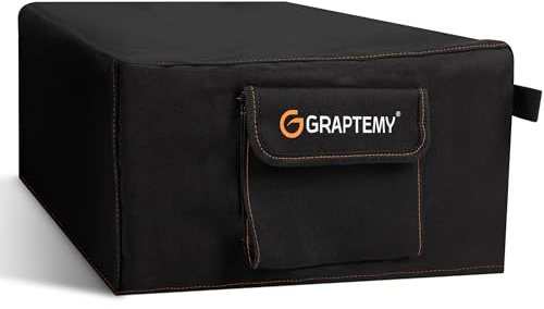 Graptemy Staubschutz für Plattenspieler, wasserdicht, aus Vinyl, faltbar, mit Seitentasche und 2 Finger-Zuglaschen, passend für Technics SL1200, SL1210 und Pioneer PLX 1000