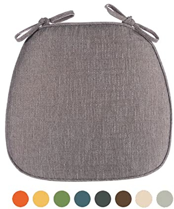 Yadlan Stuhlkissen Halbrund, Sitzkissen KüChenstuhl, 40x40cm Stuhlauflagen EsszimmerstüHle, Sitzpolster Stuhl Waschbar mit Schleife, Oval rutschfest Sitzauflagen, 6er Set Grau