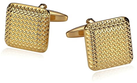 Whoiy Manschettenknopf Gold Rund, Manschettenknöpfe Herren Vintage Edelstahl Gewebtes Eckquadrat für Männerkostenlos Gravieren