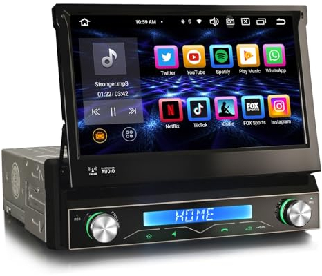 GONFEN 7 Zoll IPS Bildschirm Android 14 Acht-Kern 4GB+64GB Universal 1Din Autoradio Navigation DAB+ FM Radio Unterstützt CarPlay Android Auto WiFi 4G USB Bluetooth 5.0 DSP OBD2 TPMS DVB-T2 Kamera DVR