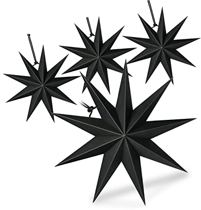 Papierstern Schwarz 4 StüCk Faltstern Weihnachten 30cm 3D Sterne Form HäNge-Deko Papier Dekoration Weihnachtsbaum