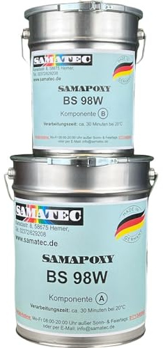 2K Epoxidharz Bodenbeschichtung Bodenfarbe Garagenfarbe Betonfarbe - große Auswahl an RAL Farben - SamaPoxy BS98W 5Kg (RAL 7001 Silbergrau)