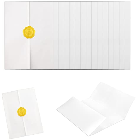 50PCS Pre-Folded Vellum Jackets, 5x7inch Vellum Paper for Invitations with 50PCS Sealing Stickers, Translucent Vellum Wrap Jackets Vellum Invitation Sleeve for Wedding, Birthday Invites