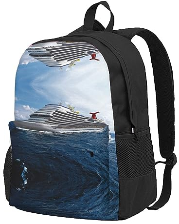 StOlmx Kreuzfahrtschiff Laptop Rucksack, Reiserucksack, Große Wickeltasche, Arzttasche, Schwarz , One size