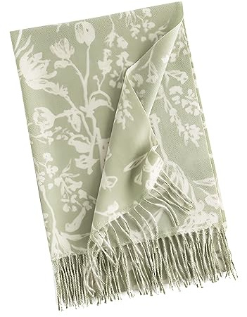 LumiSyne Invierno Bufanda Chal De Cachemira Para Mujer Patrón De Flores De Tinta Pashmina Fulares Con Borla Bufanda De Cuello Larga Suave Cálido Estola