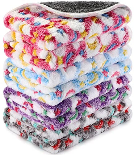 Namalu 4 Coperte per Porcellini d'India Impermeabili Copertina da Letto per Piccoli Animali in Pile Lavabile Fodere Assorbenti per Gabbia Cavia Riutilizzabili (Stella e Luna, 60 x 40 cm)
