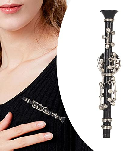 LEMCC Spille per Donne, Spilla per Clarinetto, Strumento Musicale in Miniatura, Spilla da Bavero con Custodia per Strumenti Foderata in Velluto Rosso per Donne Uomini, Regali per Suonatori di Oboe