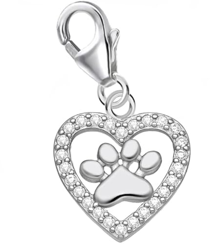 Herz Karabiner Charms Anhänger für Bettelarmband aus 925 Sterling-Silber