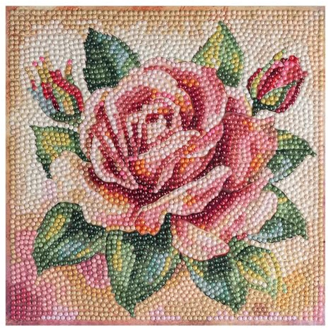 Ideen mit Herz Diamond-Painting-Aufleger | 20 cm x 20 xm | wunderschöne Motive | inkl. Zubehör | für Holzbox oder Geschenk-Kiste (Rose in Apricot)