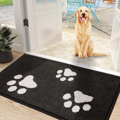 Mibao Hunde Fußmatte innen - saugstark & waschmaschinenfest - Türmatte | Super Saugstark 2.0 - Schmutzfangmatte innen mit Hundepfoten 80x120cm - weiche Fussmatte für Flur, Eingang und Haustür