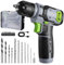 WORKPRO 8V Akku Bohrschrauber Set mit Transportkoffer, Akkuschrauber, 2000 mAh Akku Bohrmaschine, 10mm Bohrfutter, 12 N·m Drehmoment, LED-Licht, 21tlg Zubehör, Für Reparatur & DIY, Grau & Grün