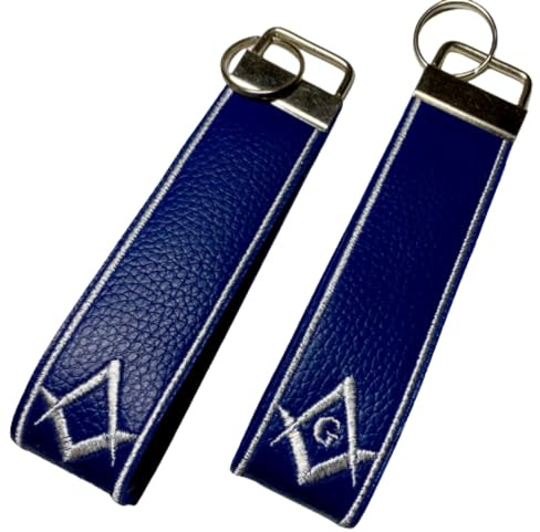Generisch Freimaurer Schlüsselanhänger – Zirkel & Winkelmaß – Kunstleder vegan – marineblau – Masonic – personalisiert – Square & Compass – Loge