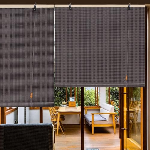 Retro Bambusrollo Blickdicht Für Outdoor Indoor, Raffrollo Aus Bambus, Raumteiler Sichtschutz Sonnenschutz Für Türen Fenster Garten, Ohne Bohren Natur Rollo Raffrollo Holzrollo Wetterfest