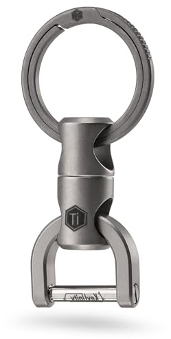 KeyUnity KM13 Titanium Swivel Keychain,Keyring Clip,Rotatable Key Organizer For Carabiners,Swivel Key Holder, with D Ring Key Shackle, for Carabiners, Home Keys and EDC Gear, Ideal for Men & Women