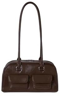 ARYU All-In-One Bowlingtasche mit großer Kapazität für Damen, Leder-Kissen-Tasche, braun, Large
