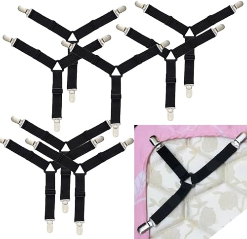 Biluer Bettlakenspanner, 8 PCS Bettlakenspanner Verstellbar Bettlaken Spanner Bettlaken Spanngurte Spanner Für Bettlaken Spannbettlaken Spanner Bettlaken Halter Lakenspanner Spannbettlaken Halter
