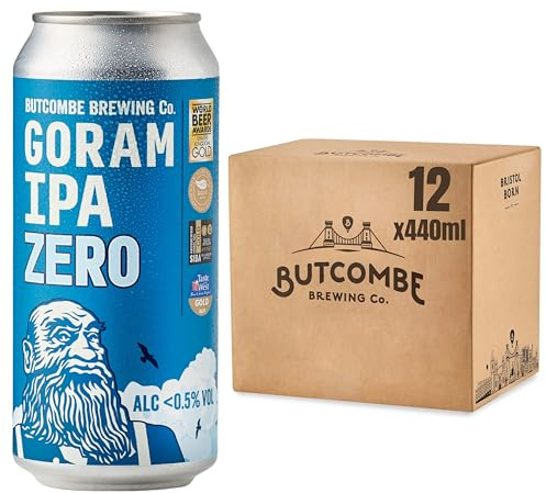 Butcombe Brewing Co. Goram IPA Zero 0% Alcohol Free Beer, 12 x 440ml Cans | Premium Craft Beer, Non-Alcoholic, Rich Taste, Easy Drinking, Low Calorie, Vegan, Bristol Born, Multipack of Cans