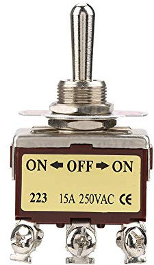ON Off ON Interruptor de Palanca Momentáneo, Interruptor Selector de Tres Vías 6 Pines 250v 16a Dpdt Momentáneo de Palanca de 3 Posiciones 6