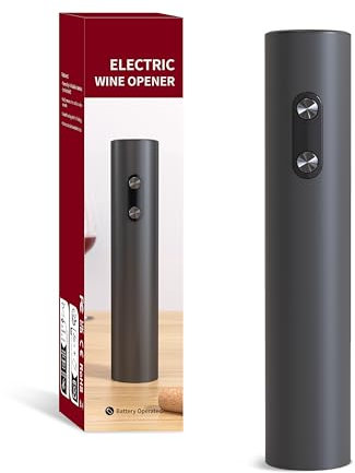MAGDEN Electric Wine Opener, Battery Operated Wine Bottle Opener, Cordless Automatic Corkscrew, Fast Cork Removal, One Click Button, Gift for Wine Lovers, Kitchen Bar Party Restaurant, Black