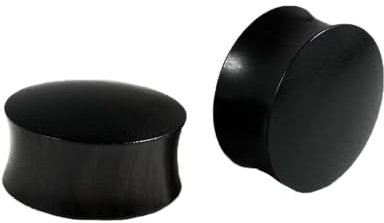 Homxi 2 PCS 10mm Flesh Tunnel,Holz Ohr Tunnel 00G Ohrring Modern Plug Rund Tunnel Ohrringe Set Schwarz