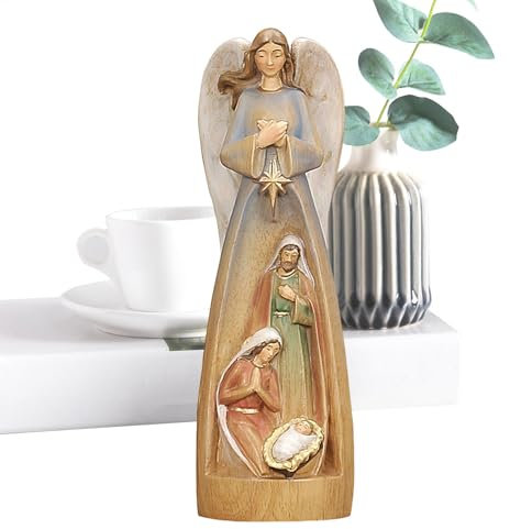 Krippenfigur der Heiligen Familie,Holzfigur der Heiligen Familie - Klassische Jesus-Krippen-Sammlungsfiguren Weihnachtsszene - Dekorative Figur, handbemalt, geformte Tischdekoration für die Weihnachts