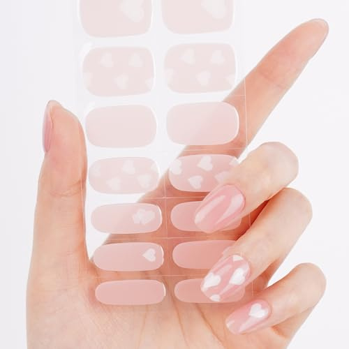 DANNI & TONI Halb ausgehärtete Gel Nagelfolien (Aurora Love) Nackt Spiegel Glänzend Nagelset uv Gel Nagelfolie Nagelsticker Nageldesign Selbstklebend Wraps 28 Aufkleber