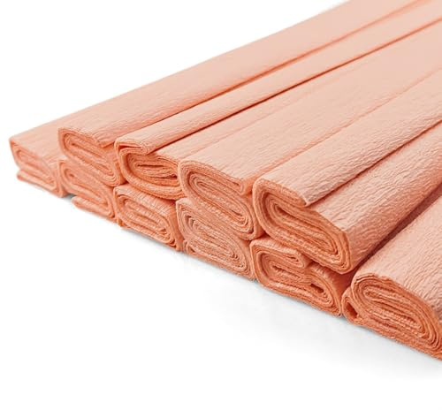 Netuno 10 Rollen Krepppapier Pastell-Pfirsich 200 x 50 cm Gärtnerkrepp | Papierrollen Dekoration Basteln Floristenkrepp Bastelkrepp Bastelpapier crepe paper Krepp Papier Girlanden Hochzeit