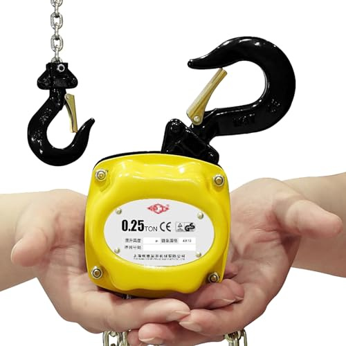 Mini polipasto de cadena 1/4 Ton - 550lbs,elevador manual de cadena,trinquete G80 polipasto de cadena, ganchos de seguridad - polipasto manual portátil for garajes, almacenes(3M/10FT)