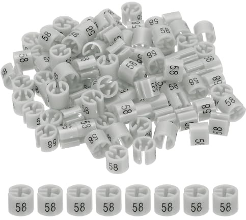 PATIKIL 100 Pcs Clothes Hanger Markers Number 58 Tags Fit 3mm Rod Garment Size Tag Hanger Clips Round Color Coding Label for Clothing Hangers, Gray