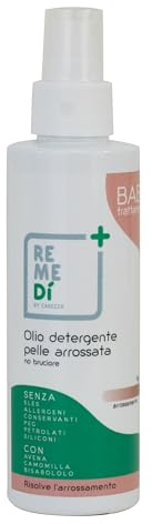 Pilogen Carezza Linje Remedì, rengöringsolja, röd hud, 100 % ekologiskt, alternativ till vanliga tvålar, utan att bränna med lugnande och reparativ verkan, med bisabolol, havre och kamomill, 150 ml