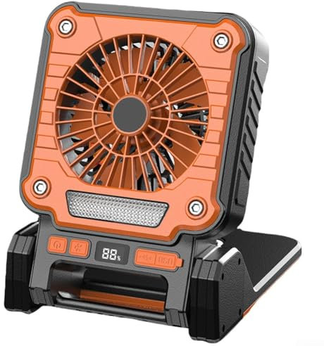 Bulevisiter Ventilatore solare da campeggio con luce LED, tenda portatile ricaricabile USB, ventilatore silenzioso da esterno a 3 velocità per camper, pesca, campeggio, ricarica rapida di tipo C
