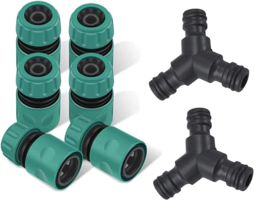 SANTUO 8 Stück Gartenschlauch Kupplung Satz Gardena Kupplung 1/2 Zoll Doppelstecker Gartenschlauch Verbindungen Extender Gardena Y Verteiler Verlängerung Kupplung Verbindungsteil