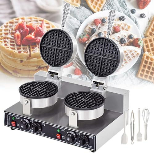 lilishangmao Waflera Eléctrica De Huevo | Waflera Comercial Antiadherente - Placas Redondas De 2 cm De Grosor, Control Giratorio, para Resultados De Horneado Consistentes