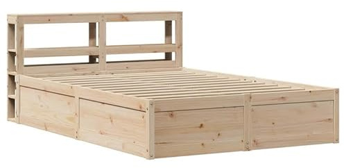 Eleganz Massivholzbett Kiefer 150x200 cm mit Kopfteil - Natürliches Schlafzimmer-Möbel für EIN gemütliches Zuhause, langlebig & stabil