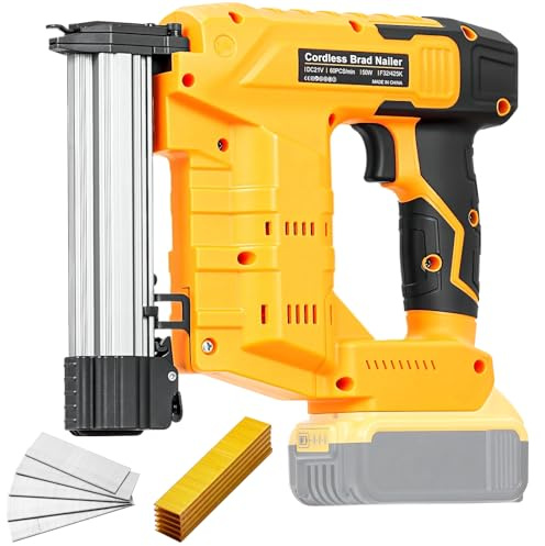 Cordless 18GA Brad Nailer for Dewalt 20V Max, 2 in 1 Electric Nail Gun Staple Gun with 18GA Nails/Staples, Battery Power Nail Gun for Trim Wood Crafting Home Carpentry (No Battery)