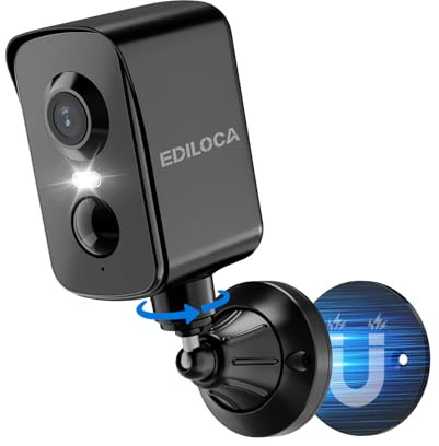 Magnetica Telecamera WiFi Interno/Esterno, Videocamera Sorveglianza 2K 3MP Senza Fili Batteria Ricaricabile, Rotazione 300°, Rilevamento Umano PIR, Visione Notturna a Colori, Impermeabile IP65