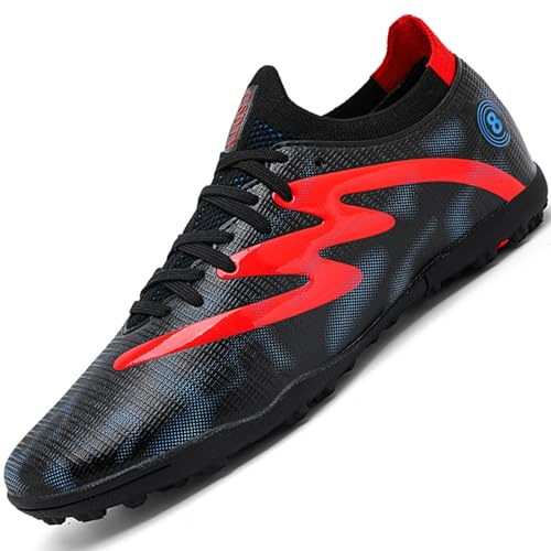 Mufanton Boys Football Boots Kids Soccer Shoe Astro Turf Athletics Training Sport Shoes Football Shoes Sneakers Indoor Outdoor Teenager Profession Competition,Black,UK6
