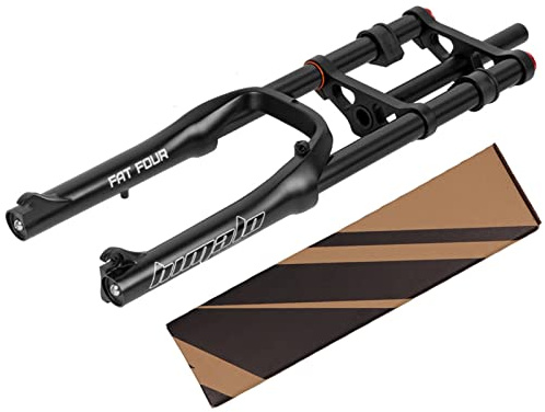 RUJIXU 20 Zoll Fat Gabel 4,0 Reifen Fahrrad-Luftfederung 1-1/8-Zoll Scheibenbremse Schnellspanner Federweg 140 mm Einstellbare Zugstufe für BMX Snow Beach XC E-Bike-Gabel